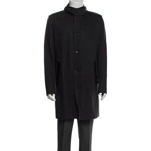 The Kooples Military Black Trench Coat with Velvet Pockets